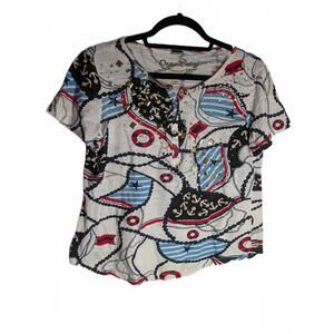 Onque Casuals Women's Nautical Print Jersey Top Shirt Resort WearSize S
